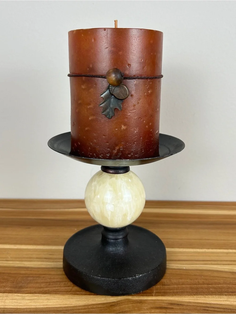 Faux Marble Iron Candle Holder
